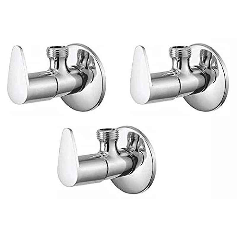 Spazio Stainless Steel Chrome Finish Vignette Angle Valve with Wall Flange (Pack of 3)