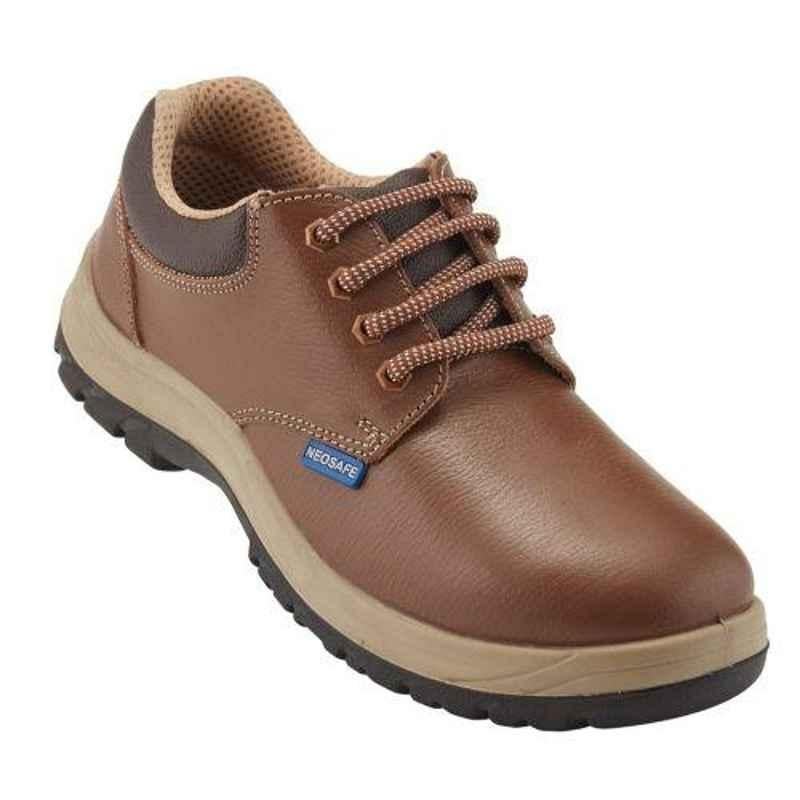 Neosafe Centaur A2024 Steel Toe Low Ankle Brown ISI Marked Executive Work Safety Shoes, Size: 7