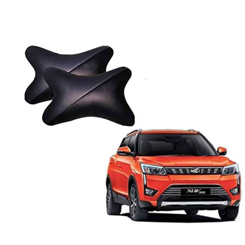 Kozdiko 2 Pcs Memory Foam Grey & Black Car Neck Rest Cushion Pillow Set for Mahindra XUV 300