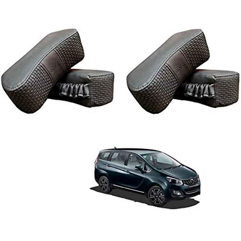 Kozdiko 4 Pcs CV Designer Grey Leatherite Neck Rest Car Cushion Pillow Set for Mahindra Marazzo