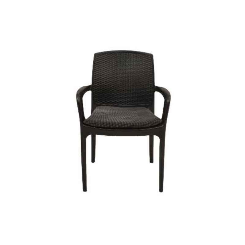 Supreme Texas Deluxe Lacquer Plastic Black with Grey Dobby chair with arm (Pack of 2)