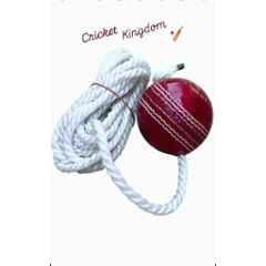 Cricket Kingdom Standard Red Cricket Leather Hanging Ball with Rope for Training, Practice & Knocking