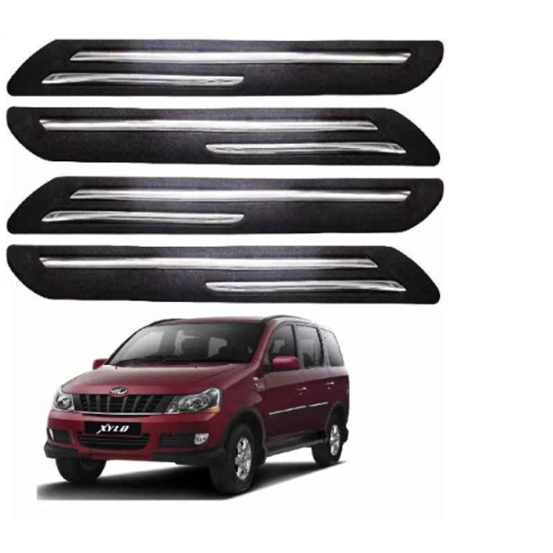 Sca Rubber Car Side Bumper Protector Guard with Double Chrome Strip for Mahindra Xylo All Model Black Set Of 4, SCA-XFLL7I