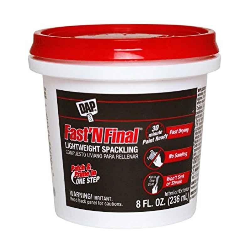 DAP 8oz White Fast N Final Interior Exterior Spackle, 12140