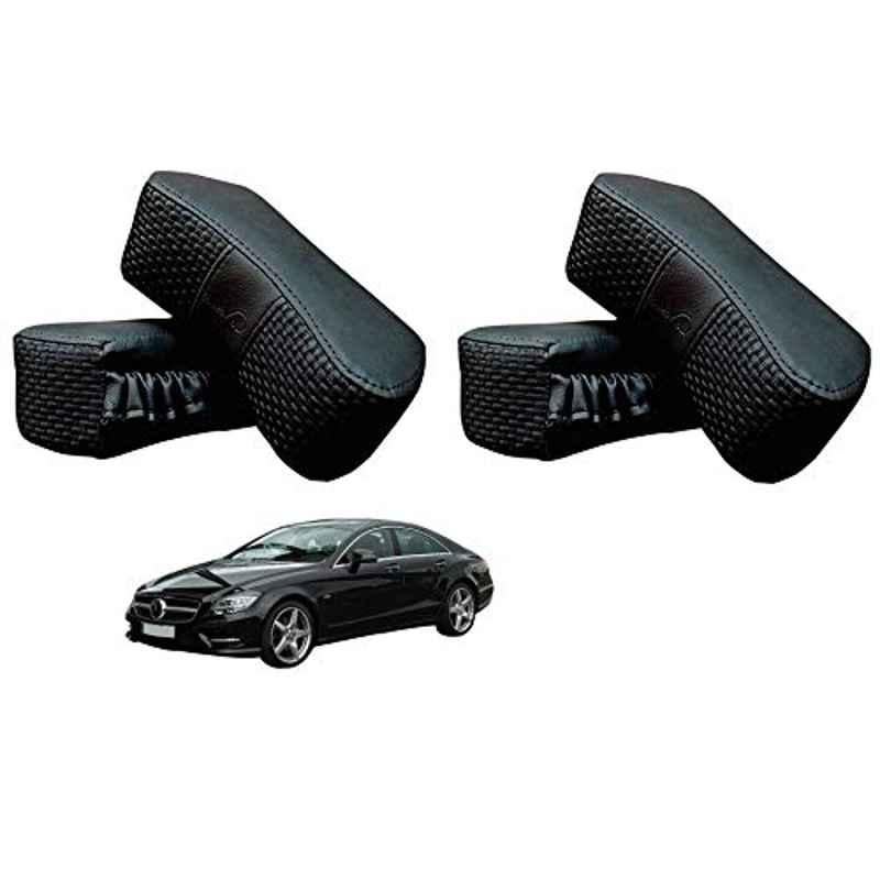 Kozdiko 4 Pcs CV Designer Black Leatherite Neck Rest Car Cushion Pillow Set for Mercedes Benz CLS-Class