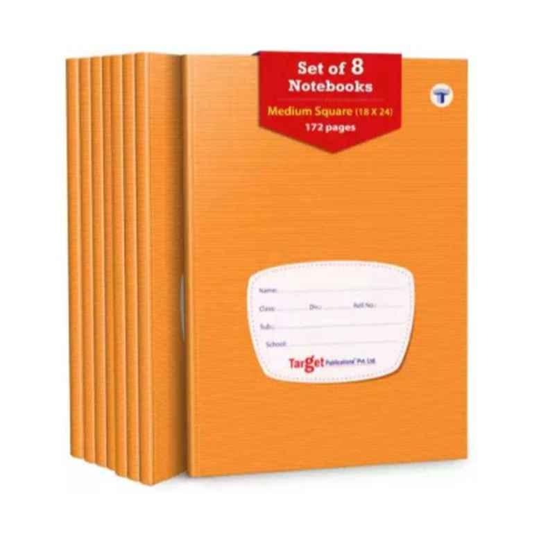 Target Publications 172 Pages Regular Medium Square Math Notebooks for Kids & Students, 1278 (Pack of 8)