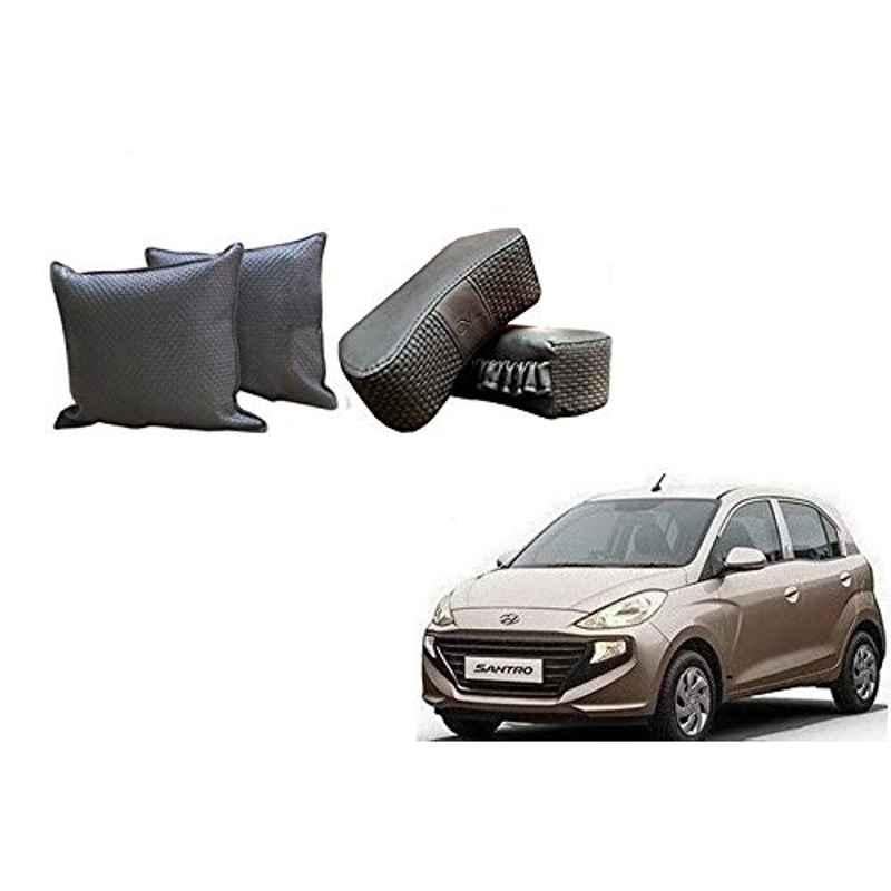 Kozdiko One Pair Grey Neck Rest & One Pair Cushion Combo for Hyundai Santro 2018