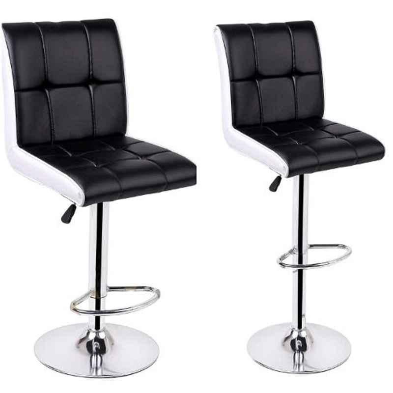 Da Urban Bion Black & White Fabric & Foam Stool Chair with Low Back (Pack of 2)