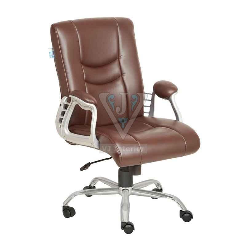 VJ Interior Mid Back Stylish Brown Leather Office Chair, VJ-1653