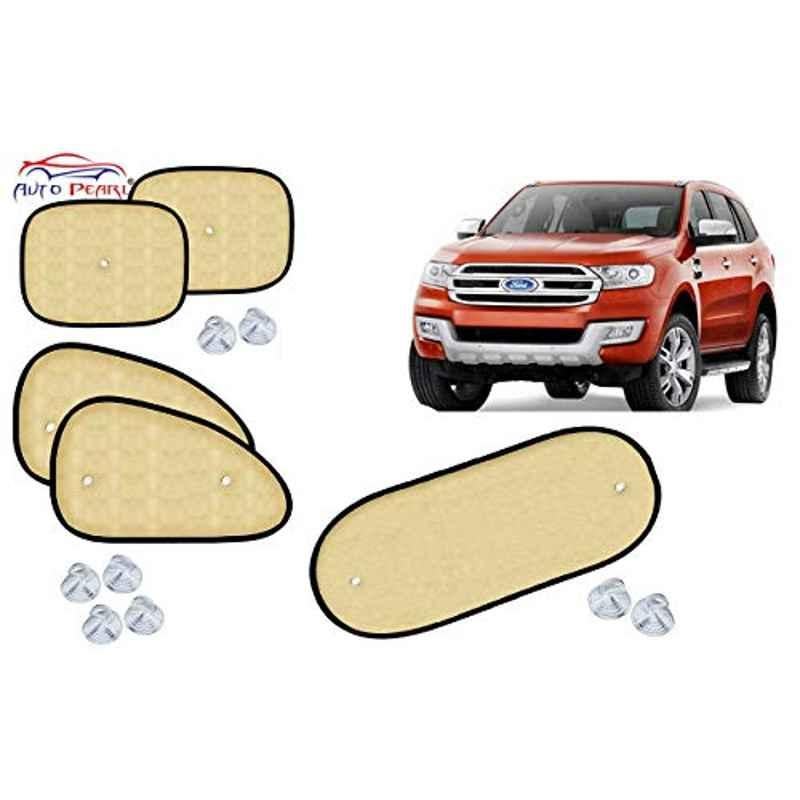 Auto Pearl 5 Pcs PVC & Mesh Beige Window & Rear Sun Shade Set for Ford Endeavour 2017
