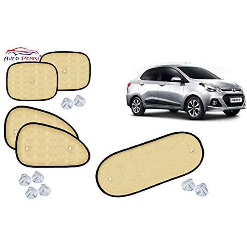 Auto Pearl 5 Pcs PVC & Mesh Beige Window & Rear Sun Shade Set for Hyundai Xcent