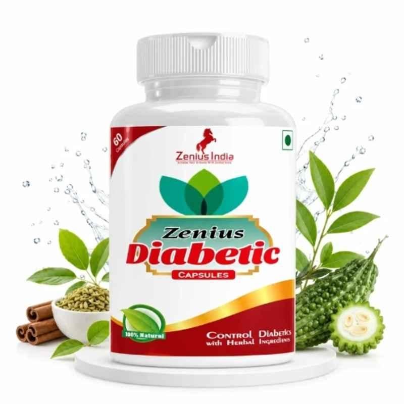 Zenius India 60 Pcs Diabetic Capsule with Chiraita, Mamejava, Gurmar, Karela, Neem, Ashwagandha, Dalchini & Kutki for Blood Sugar Control