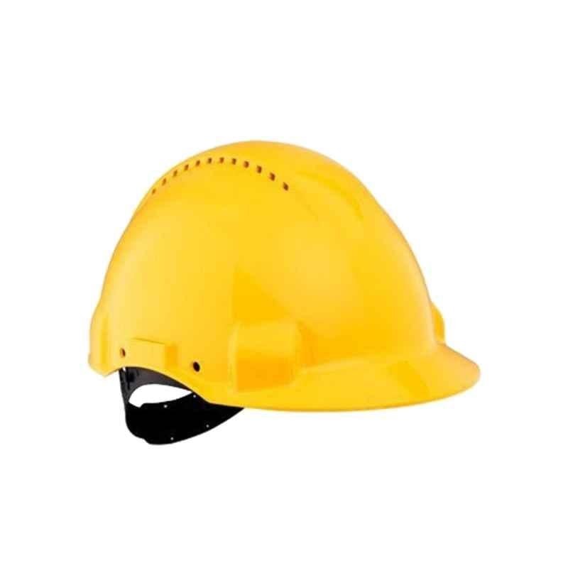 3M G3000 Hi-Viz Yellow Ratchet Safety Helmet with Pin-Lock Suspension