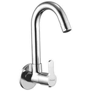 Oleanna Orange Brass Silver Chrome Finish Wall Mounted Sink Cock with Swivel Casted Spout