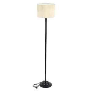 Tucasa Black Metal Floor Lamp with Off White Cylinder Shade, LG-898
