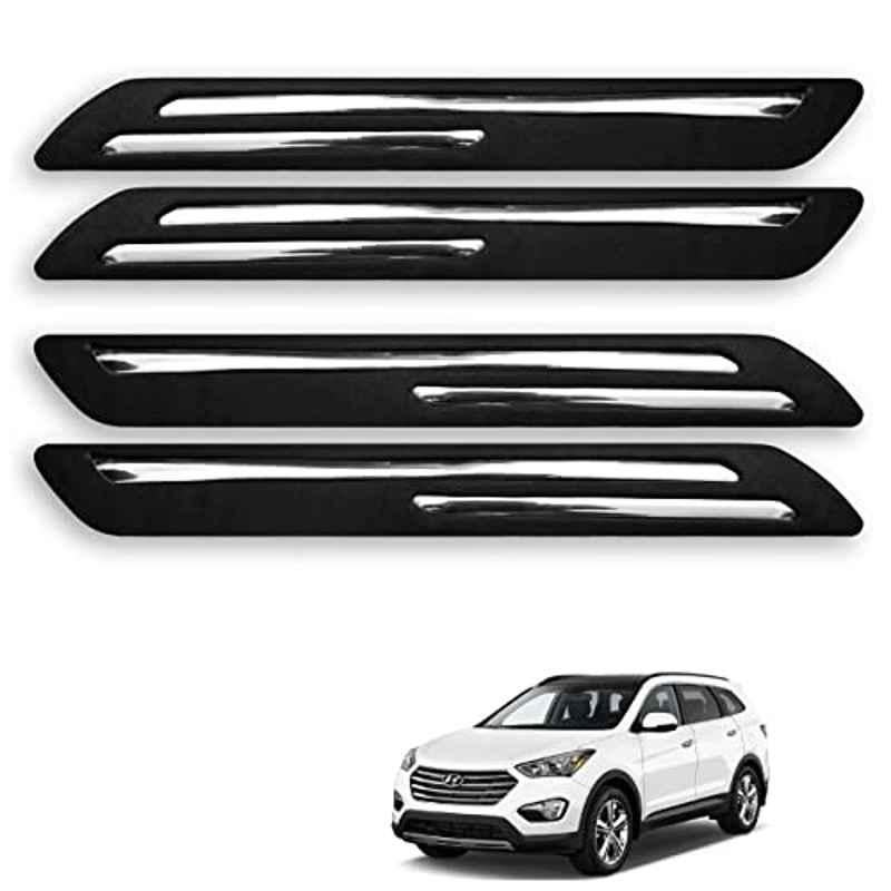 Kozdiko 4 Pcs Rubber Black Double Chrome Strips Car Bumper Protector Guard Set for Hyundai Santafe
