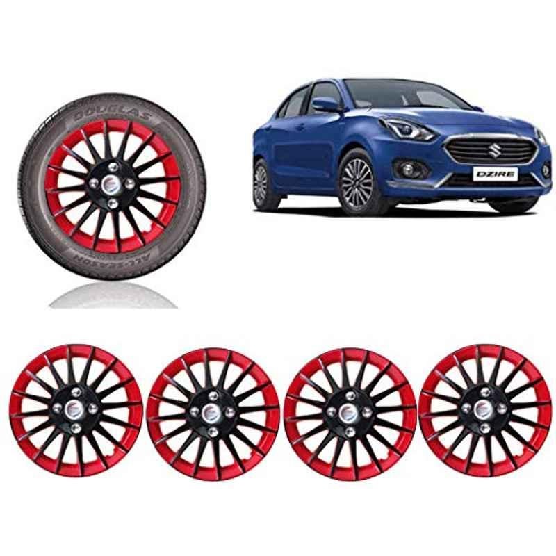 Auto Pearl 4 Pcs 14 inch ABS Red & Black Car Wheel Cover Set for Maruti Suzuki Swift Dzire 2017