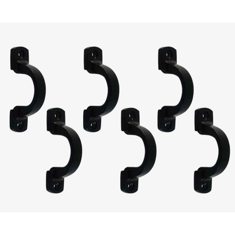 Mix & Match Victorian 3 inch Cast Iron Black Matte Finish Cabinet Pull Handle for Wardrobe, Cupboard & Window (Pack of 6)
