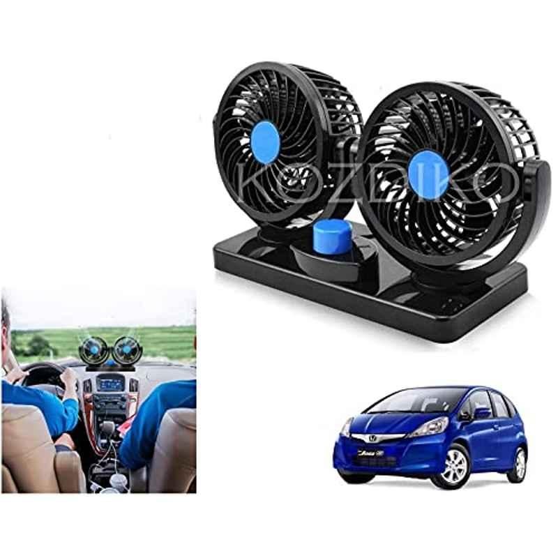 Kozdiko 12V Black Dual Head Rotatable Electric Car Dashboard Fan with 360 Degree for Honda Old Jazz (2009-2014)