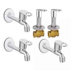 Fastgear Brass & Steel Silver Chrome Finish Bathroom Faucet Set, FG1031