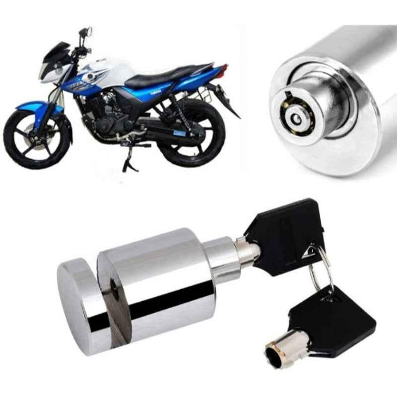 Auto Pearl Stainless Steel Silver Heavy Duty Anti Theft Motorcycle Disc Brake Lock, Lock_535
