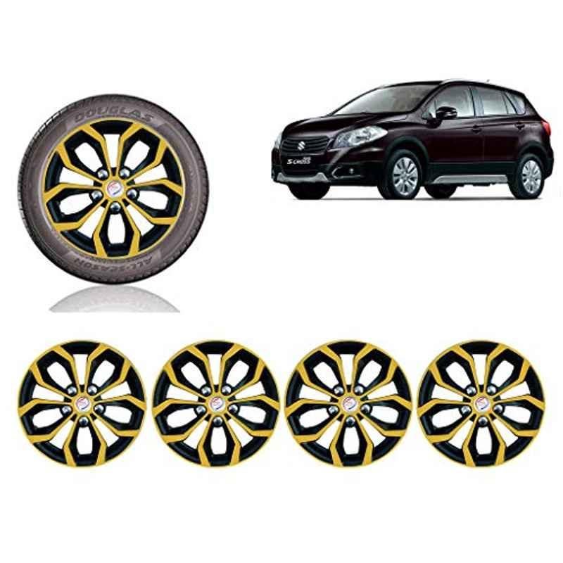 Auto Pearl 4 Pcs 15 inch ABS Golden & Black Car Wheel Cover Set for Maruti Suzuki Scross