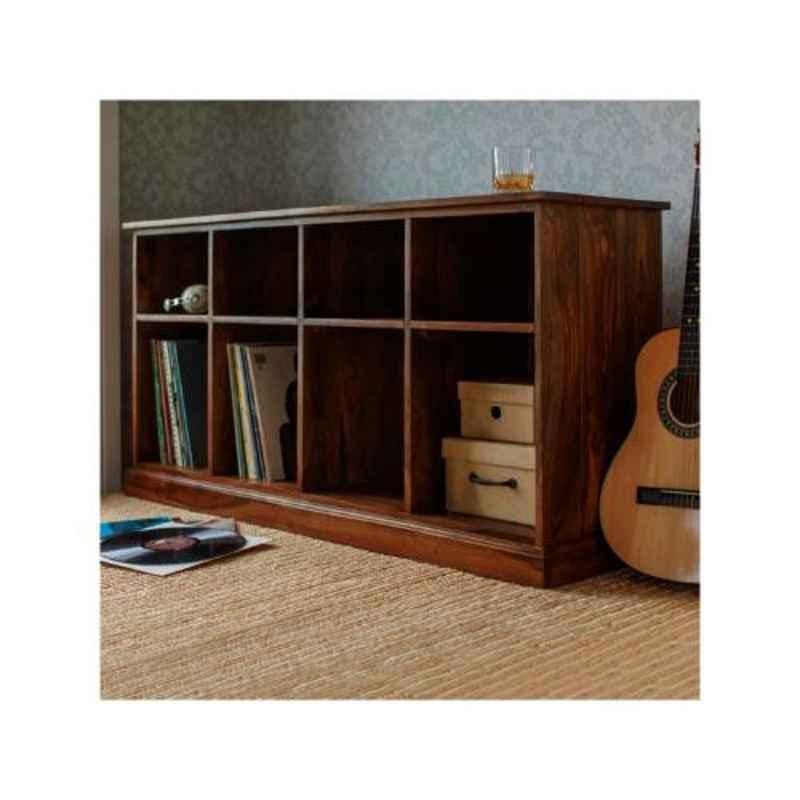 Angel Furniture Solid Sheesham Wood Lacquar Finish Brown Rectangular Space Saver Bookshelf, AF-186H