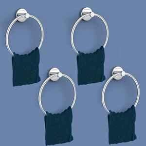 Plantex Stainless Steel Washbasin Towel Ring/Napkin Holder for Bathroom/Towel Holder/Hanger/Bathroom Accessories Chrome/Round (Pack of 4)