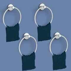 Plantex Stainless Steel Washbasin Towel Ring/Napkin Holder for Bathroom/Towel Holder/Hanger/Bathroom Accessories Chrome/Round (Pack of 4)