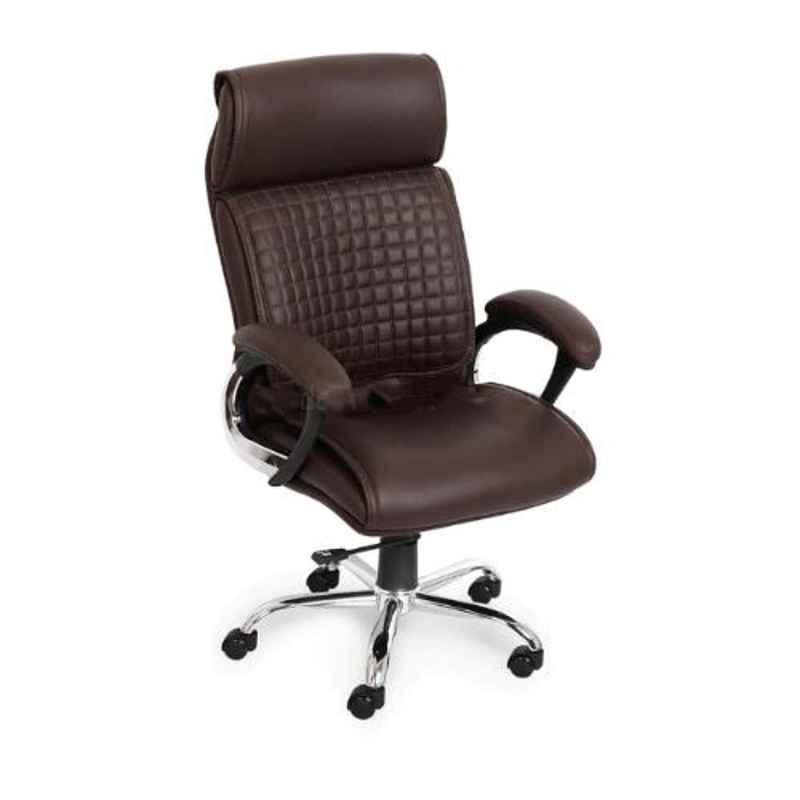 Modern India Leatherette Brown High Back Office Chair, MI284 (Pack of 2)