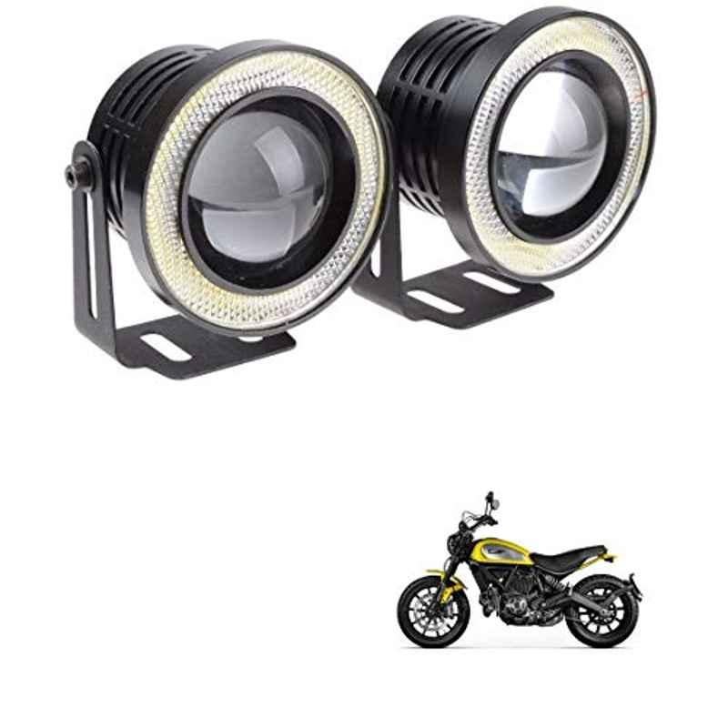 Kozdiko 2 Pcs 15W 3.5 inch High Power White LED Projector COB Fog Light Set with White Angel Eye Ring for Ducati Scrambler, koz_88259