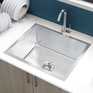 Plantex Guranteed Stainless Steel 304 Grade Kitchen Sink/Undermount Sink for Kitchen with 7 Years Warranty Plantex/Single Bowl Sink with Fittings & Drying Rack (Silver Matte 21x18 inch)