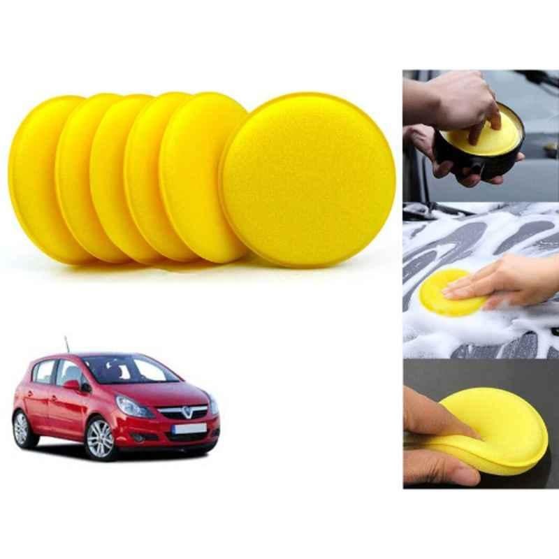 Auto Pearl Polyurethane Beige Washing & Waxing Polish Foam Sponge for Corsa (Pack of 6)