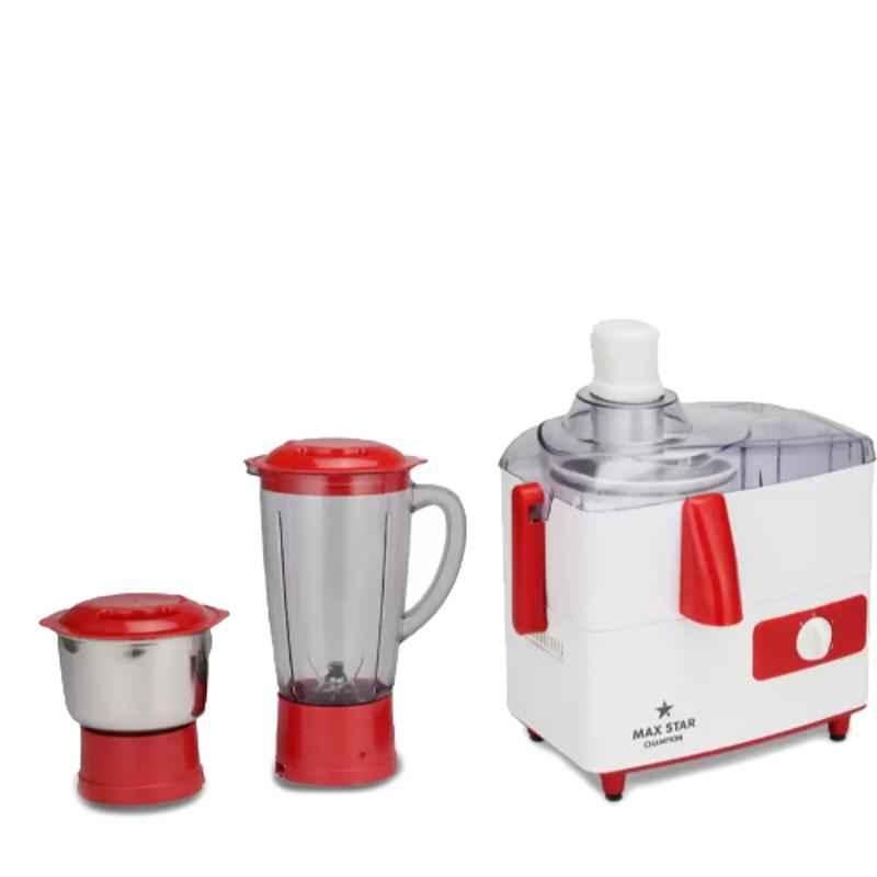 MAX STAR Champion JMG05 450W Red & White Juicer Mixer Grinder with 2 Jars