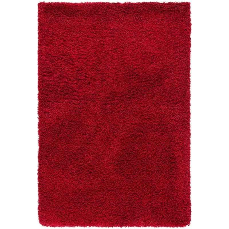 Carpetify 3x5ft Red Microfiber Handwoven Extra Comfy Premium Shaggy Plain Fur Rug Carpet, 0528YSBHOTR