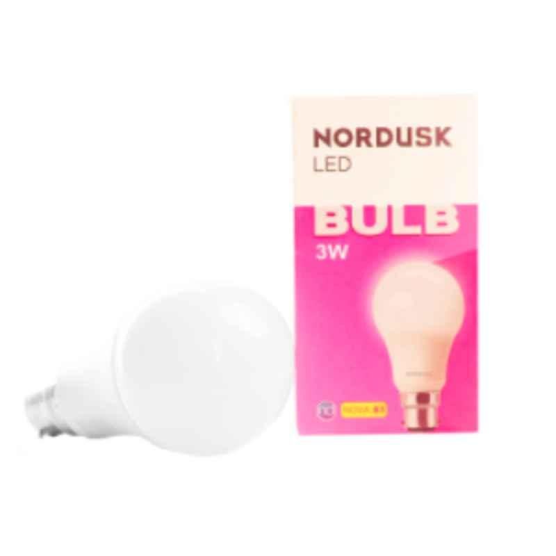 Nordusk Nova B3 3W B22 Cool Day White LED Regular Bulb, NBU-10036 (Pack of 10)