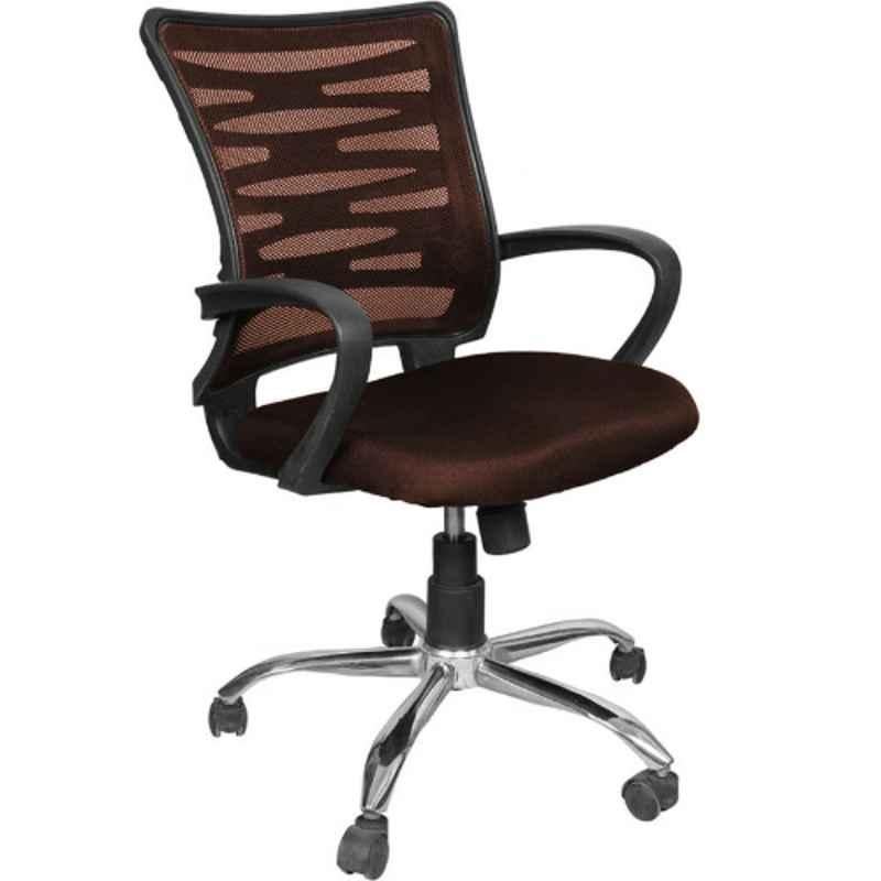 Furniturstation Leatherette Brown Ergonomic Mesh Low Back Office Chair, SB_MESH -02_ 2 IN 2 BR
