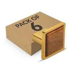 Plantex Knobs for Drawer, Kitchen Cabinet, Wardrobe | Square Pulls Handles (Pack of 6) Gold & Wood