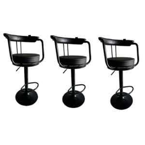 P P Chair Metal Chrome Finish Black Adjustable Height Bar Stool (Pack of 3)