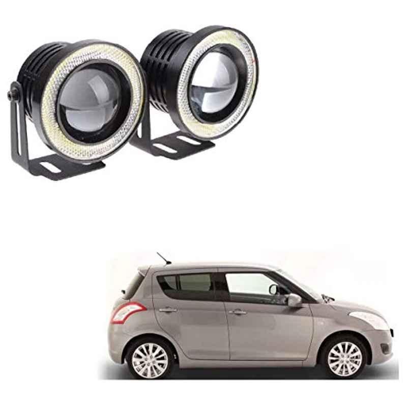 Kozdiko 2 Pcs 15W 3.5 inch High Power White LED Projector COB Fog Light Set with White Angel Eye Ring for Maruti Suzuki Swift, koz_72585