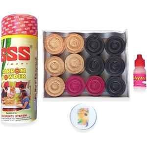 Khelo Meerut 1 Striker & 24 Pcs Wooden Disco Carrom Pawns Set Combo