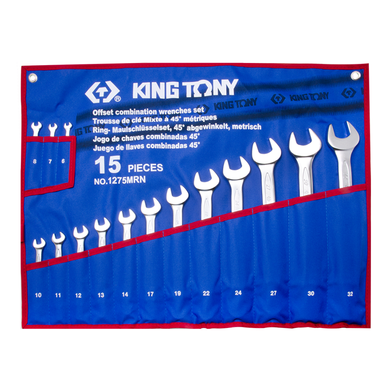 King Tony 15 PCS Offset Combination Wrench Set, 1275MRN