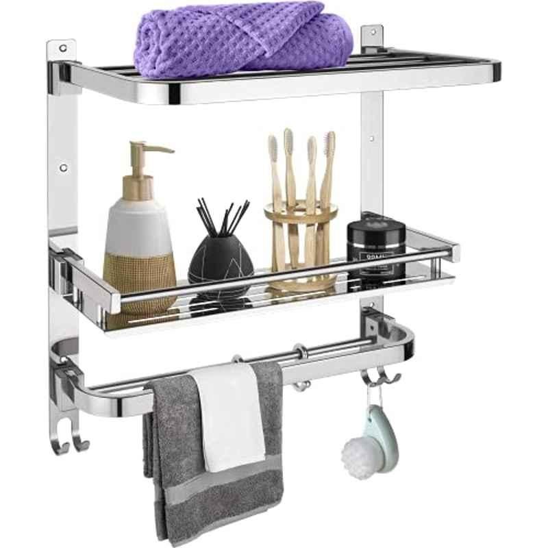 3 Tier Stainless Steel Silver Wall Mount Shelf Bathroom