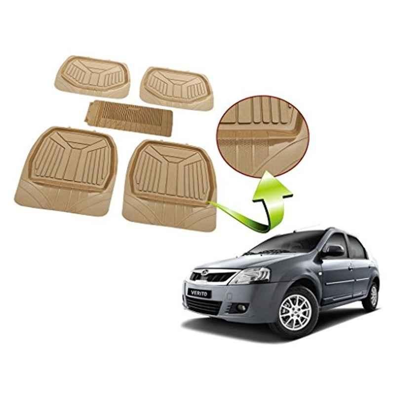 Kozdiko 5 Pcs Rubber Beige 3G Rubber Mat Set for Mahindra XUV 500