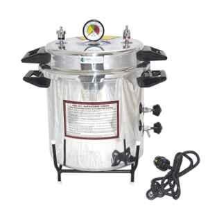 Indosurgicals 21L Aluminium Pressure Cooker Type Mirror Finish Electric Autoclave, 45002