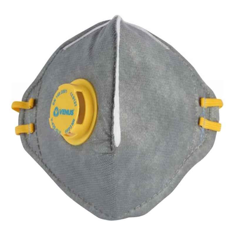 Venus Non Woven Synthetic Fiber Grey Flat Type FFP3 Valve Mask, V430