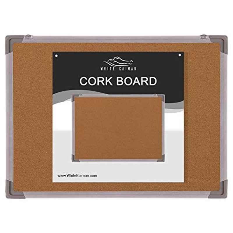 White Kaiman 36x24 inch Silver Framed Double Sided Cork Bulletin Pin Board