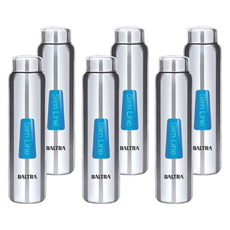Baltra Relax 750ml Stainless Steel Silver Single Walled Water Bottle, BSL293 (Pack Of 6 )