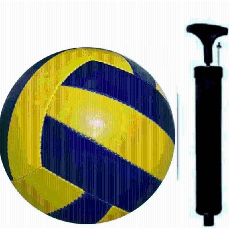 Radion classic y/b synthetic Volleyball, Size: 4 hand stitched with Pump Free Volleyball, Size: 4 (Pack of 2)
