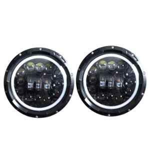 AllExtreme 75W 15 LED Round Full Ring Headlight with 3 Color for Royal Enfield, Jeep & Harley Davidson, EX7SB67 (Pack of 2)